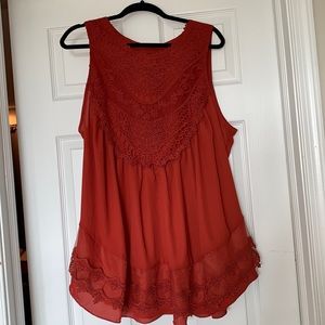 2xl Copper color sheer and crochet tank top.